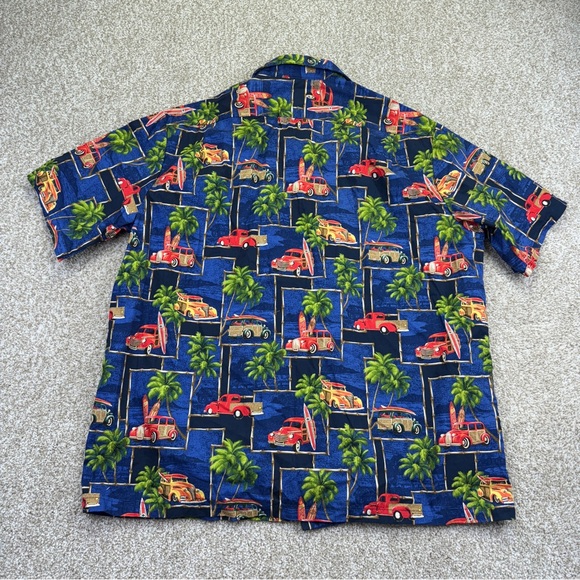 Island Reserve Blue Hawaiian Vintage Car Shirt Mens size XL - Picture 7 of 11